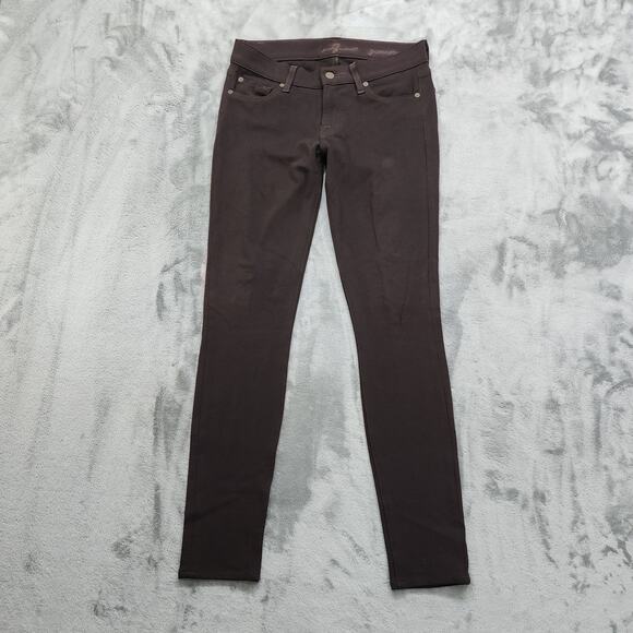 7 For All Mankind Denim - 7 For All Mankind 7FAM Jeans Womens 26 Dark Brown Gwenevere Ankle Skinny Stretch